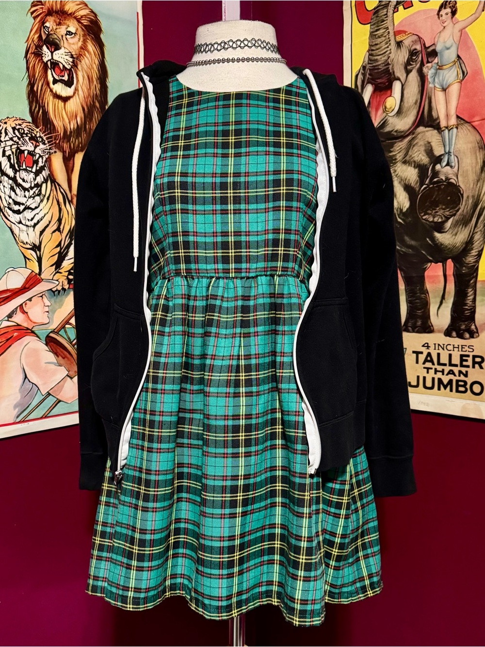 Glitters For Dinner GFD Green Plaid Dress Md